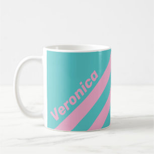 Retro South Beach Stripes with Name Coffee Mug