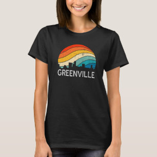 Retro South Carolina City Greenville Skyline Vinta T-Shirt