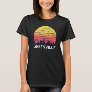 Retro South Carolina City Greenville Skyline Vinta T-Shirt
