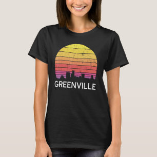 Retro South Carolina City Greenville Skyline Vinta T-Shirt