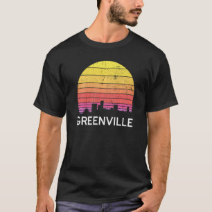 Retro South Carolina City Greenville Skyline Vinta T-Shirt