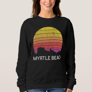Retro South Carolina City Myrtle Beach Skyline Vin Sweatshirt