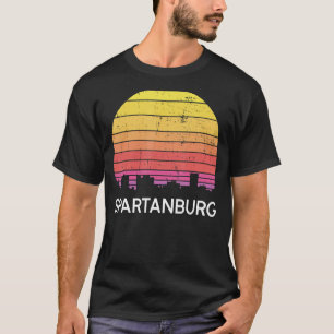 Retro South Carolina City Spartanburg Skyline Vint T-Shirt