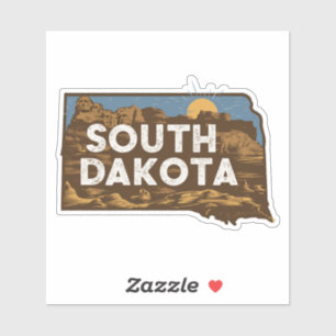 Retro South Dakota State Car Sticker