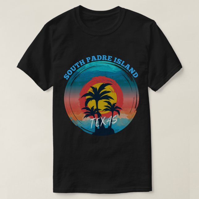Retro South Padre Island Texas Sunset Souvenir (1) T-Shirt (Design Front)
