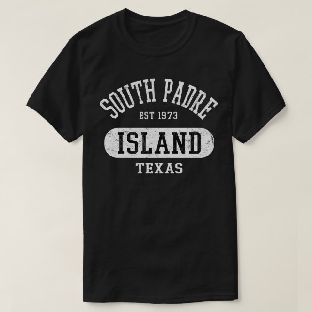 Retro South Padre Island TX Distressed College Jer T-Shirt (Design Front)