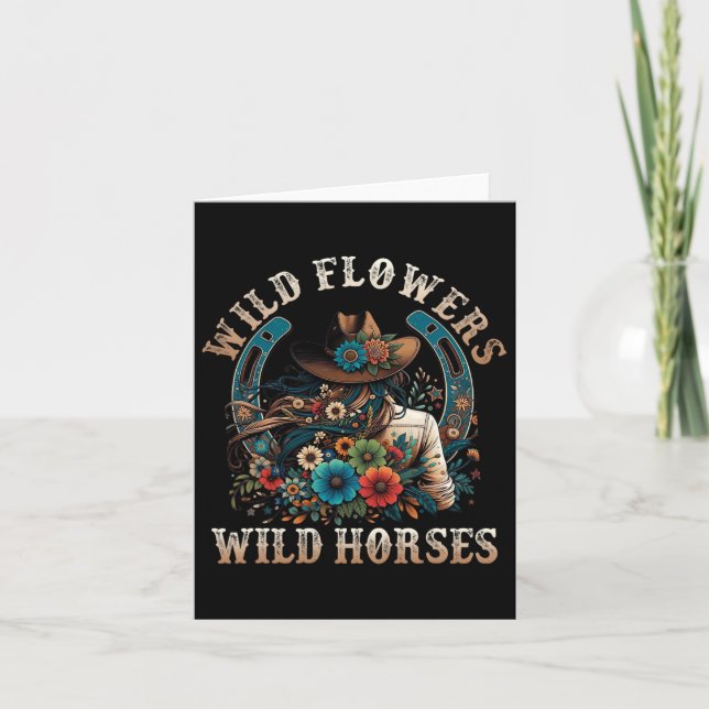 Retro Southern Sunset Cowgirl Wild Flowers - Wild  Card (Front)