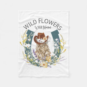 Retro Southern Sunset Cowgirl Wild Flowers - Wild Fleece Blanket