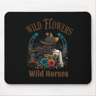 Retro Southern Sunset Cowgirl Wild Flowers - Wild Mouse Mat