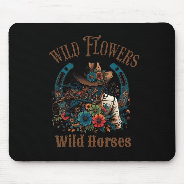 Retro Southern Sunset Cowgirl Wild Flowers - Wild  Mouse Mat (Front)