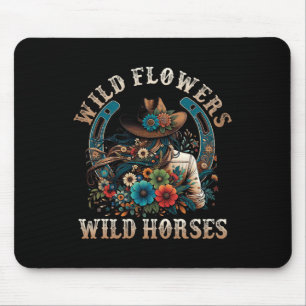 Retro Southern Sunset Cowgirl Wild Flowers - Wild Mouse Mat