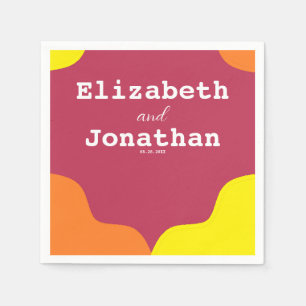 Retro Southwestern Sunrise Wedding Napkin