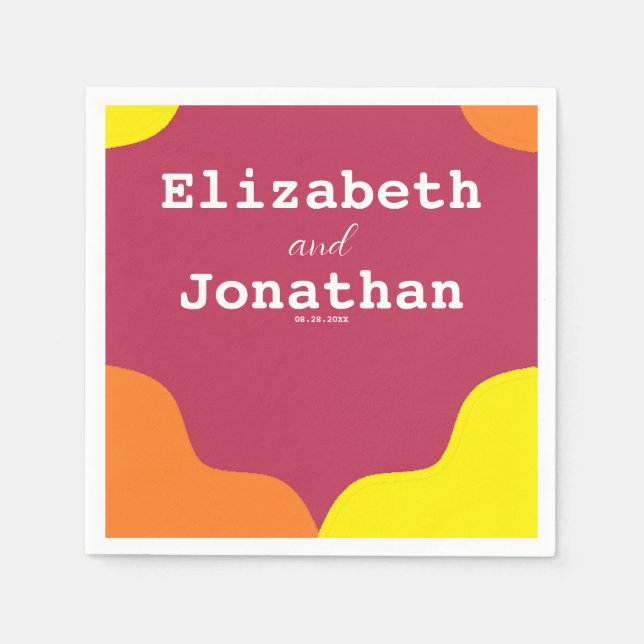 Retro Southwestern Sunrise Wedding Napkin (Front)