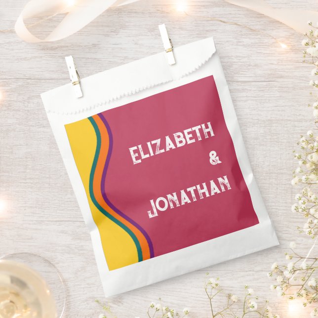 Retro Southwestern Waves Wedding Favour Bags (Clipped)