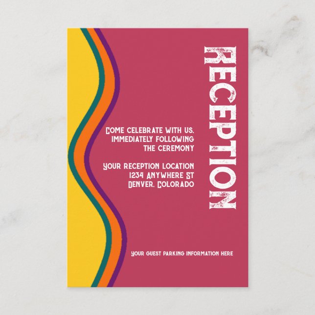 Retro Southwestern Waves Wedding Reception Enclosure Card (Front)