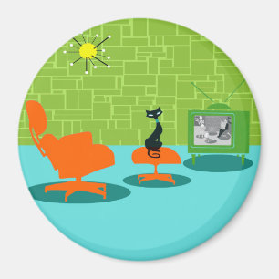 Retro Space Age Kitty Magnet
