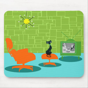 Retro Space Age Kitty Mousepad