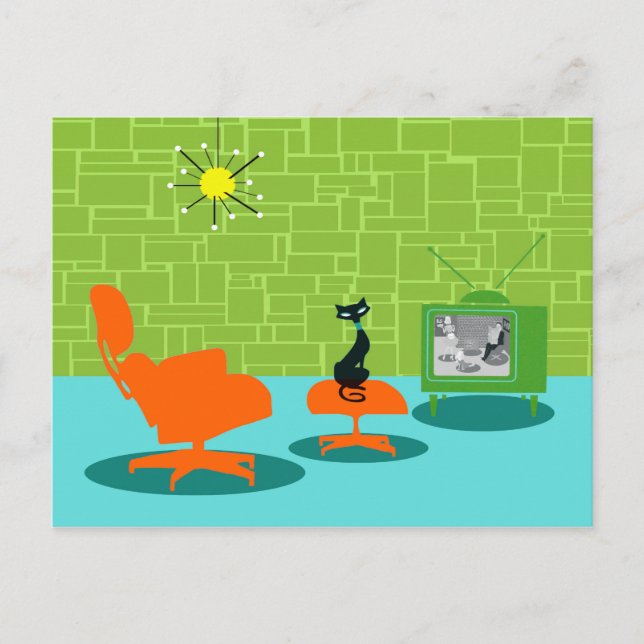 Retro Space Age Kitty Postcard (Front)