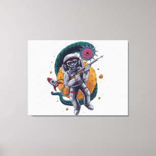 Retro Space Astronaut Cosmic Creature Sci Fi Adven Canvas Print