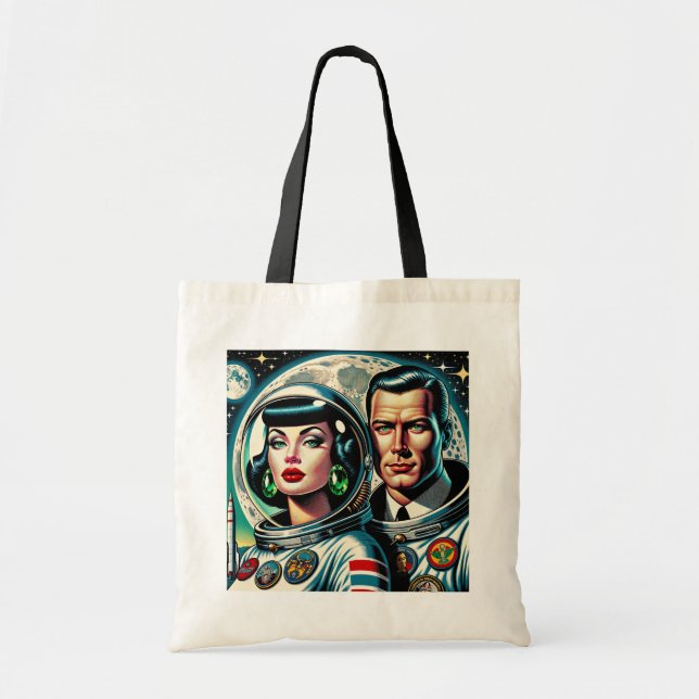 Retro Space Astronauts Tote Bag (Front)