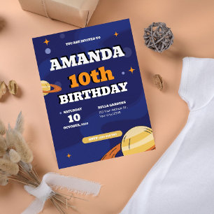 Retro Space Birthday Invitation