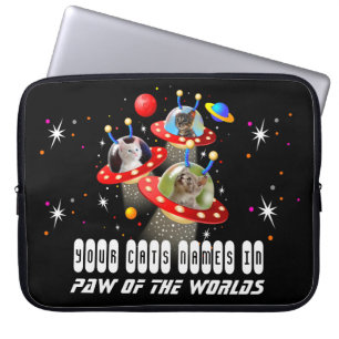 Retro Space Cat Alien Sci Fi Cartoon Your Two Cats Laptop Sleeve