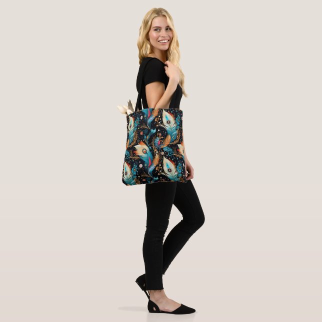 Retro Space Exploration Galaxy Tote Bag (On Model)