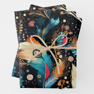 Retro Space Exploration Galaxy Wrapping Paper Sheet