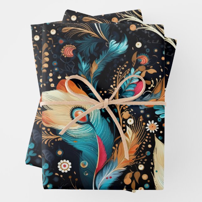 Retro Space Exploration Galaxy Wrapping Paper Sheet (In situ)