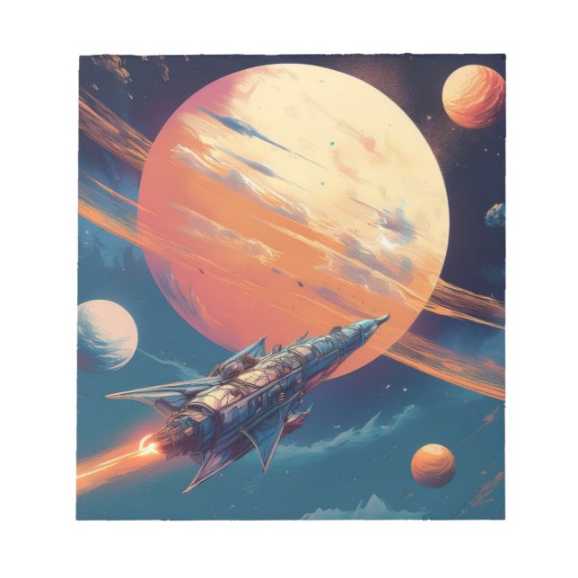 Retro Space Exploration Poster Notepad (Front)