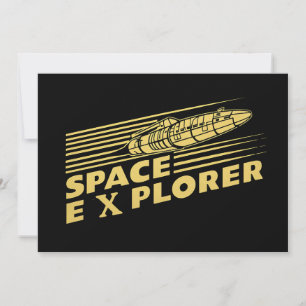 Retro Space Explorer Rocket Graphic Holiday Card