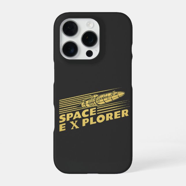 Retro Space Explorer Rocket Graphic iPhone Case (Back)