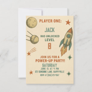 Retro Space Gamer Birthday Invitation - For Boys