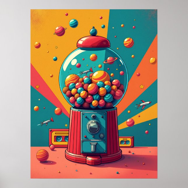 Retro Space Gumball Machine : Pop Art Poster (Front)