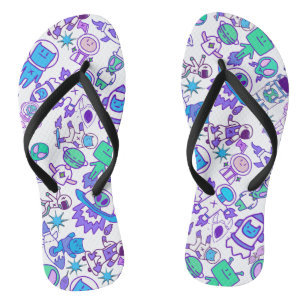 Retro space pattern flip flops