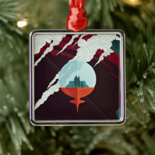 Retro Space Poster-Cassini Mission To Saturn Metal Tree Decoration