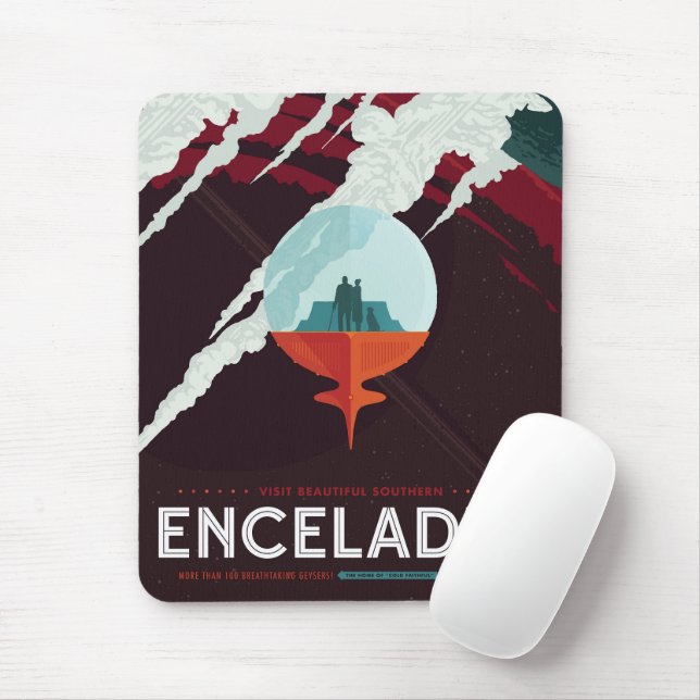 Retro Space Poster-Cassini Mission To Saturn Mouse Mat (With Mouse)