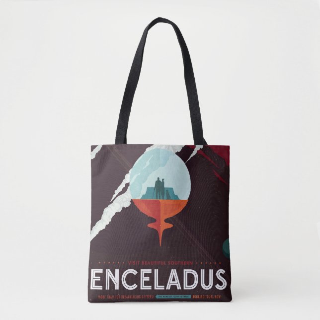 Retro Space Poster-Cassini Mission To Saturn Tote Bag (Front)