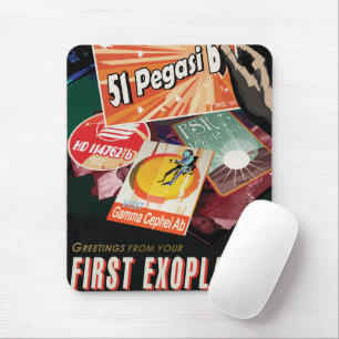 Retro Space Poster-Exoplanet Discovery 51 Pegasi B Mouse Mat