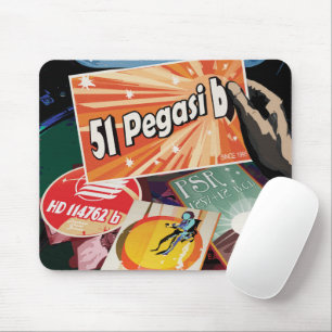 Retro Space Poster-Exoplanet Discovery 51 Pegasi B Mouse Mat