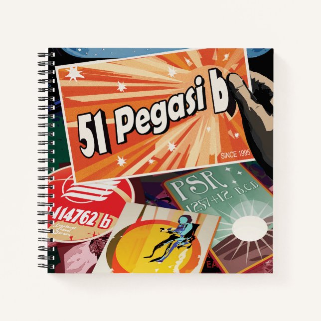 Retro Space Poster-Exoplanet Discovery 51 Pegasi B Notebook (Front)