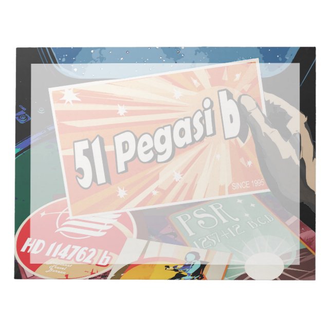 Retro Space Poster-Exoplanet Discovery 51 Pegasi B Notepad (Front)