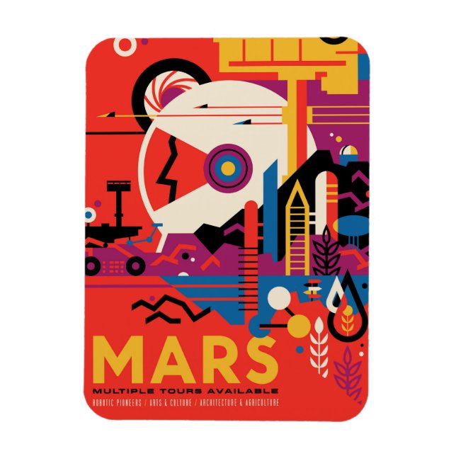 Retro Space Poster - Mars Exploration Program. Magnet (Vertical)