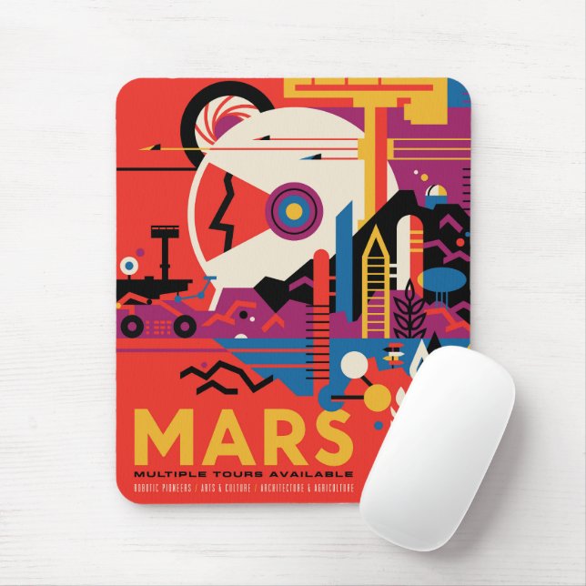 Retro Space Poster - Mars Exploration Program. Mouse Mat (With Mouse)