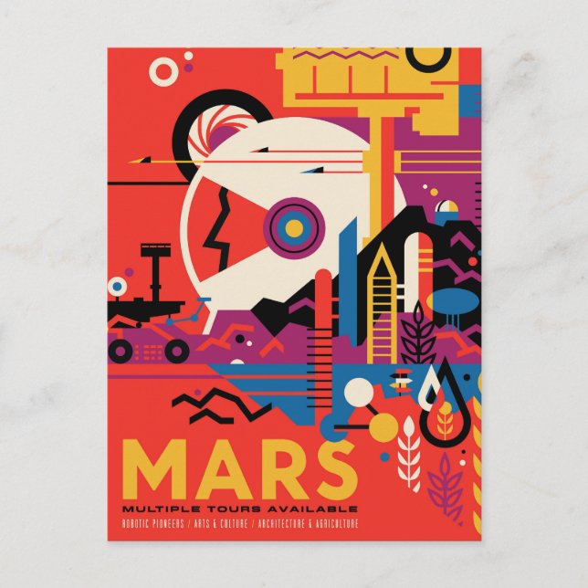 Retro Space Poster - Mars Exploration Program. Postcard (Front)