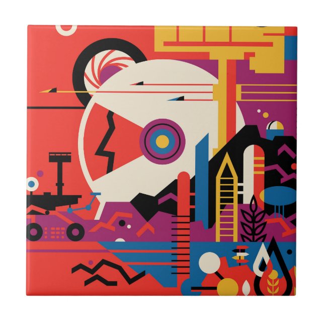 Retro Space Poster - Mars Exploration Program. Tile (Front)