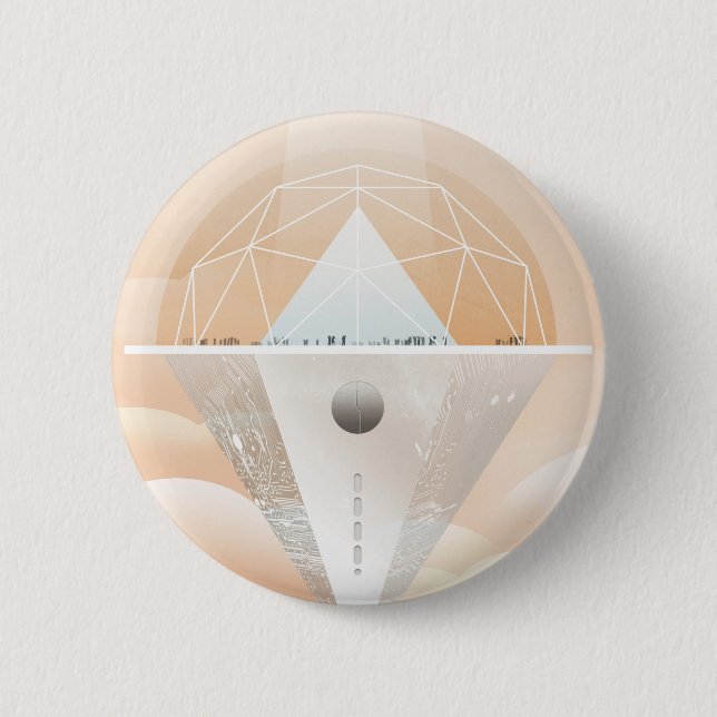 Retro Space Poster-Observatory In The Solar System 6 Cm Round Badge (Front)