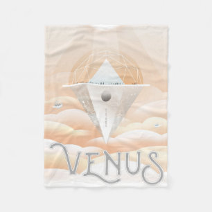 Retro Space Poster-Observatory In The Solar System Fleece Blanket