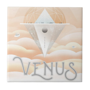 Retro Space Poster-Observatory In The Solar System Tile