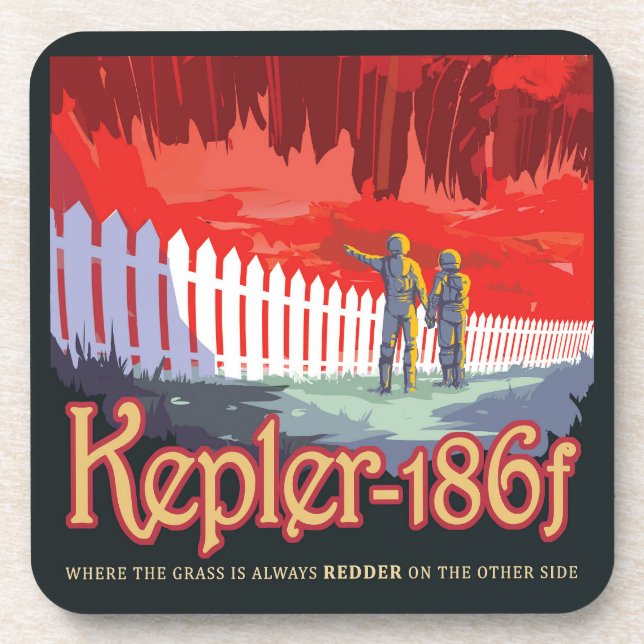 Retro Space Poster Of Kepler-186f. Coaster (Front)